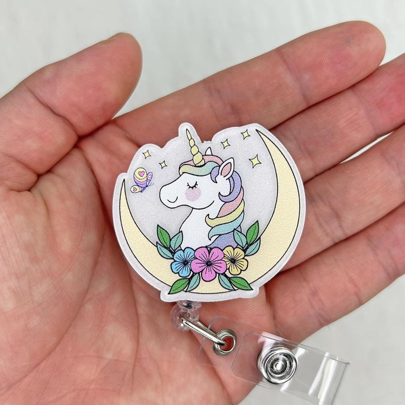Bydevia Cute Unicorn Badge Reel Retractable, Funny Badge Reel for Nurse Nursing Student RN MA CNA LPN Medical Worker & Teacher, Personalized Nurses Week Gifts, Unicorn Lovers Badge Holder with Alligator Clip - Image 3